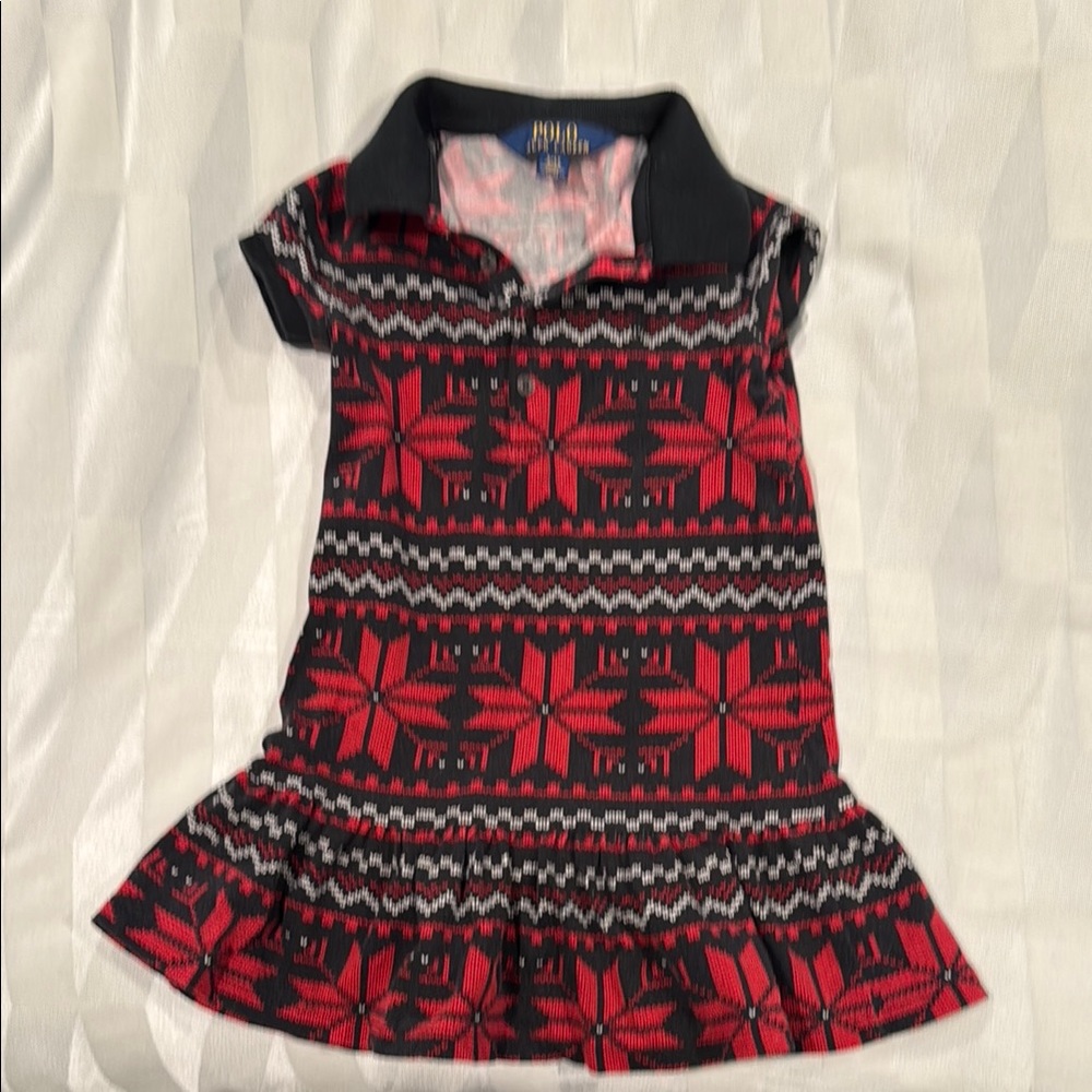 Polo by Ralph Lauren Kids Red and Black Patterned Polo Dress